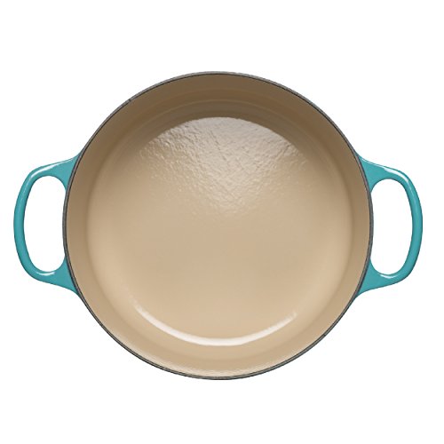 LE CREUSET Evolution Cacerola Baja Redonda, 3,2 L, para Todas Las Fuentes de Calor, Incl. inducción, Hierro Fundido, Azul (Caribe), 30 cm