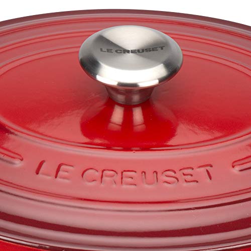Le Creuset Evolution Cocotte con tapa, Ovalada, Todas las fuentes de calor incl. inducción, 4,7 l, Hierro fundido, Rojo(Cereza), 29 cm