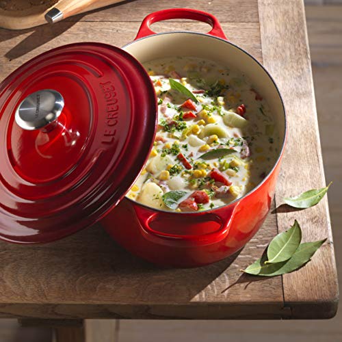 Le Creuset Evolution Cocotte con tapa, Ovalada, Todas las fuentes de calor incl. inducción, 4,7 l, Hierro fundido, Rojo(Cereza), 29 cm