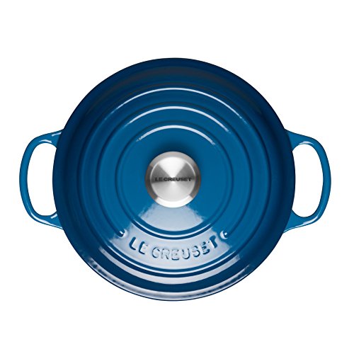 LE CREUSET Evolution Cocotte con Tapa, Redonda, Todas Las Fuentes de Calor Incl. inducción, 5,3 l, Hierro Fundido, Azul Marseille, 26 cm