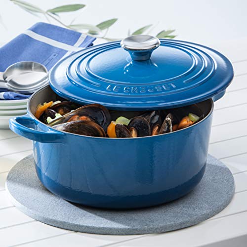 LE CREUSET Evolution Cocotte con Tapa, Redonda, Todas Las Fuentes de Calor Incl. inducción, 5,3 l, Hierro Fundido, Azul Marseille, 26 cm