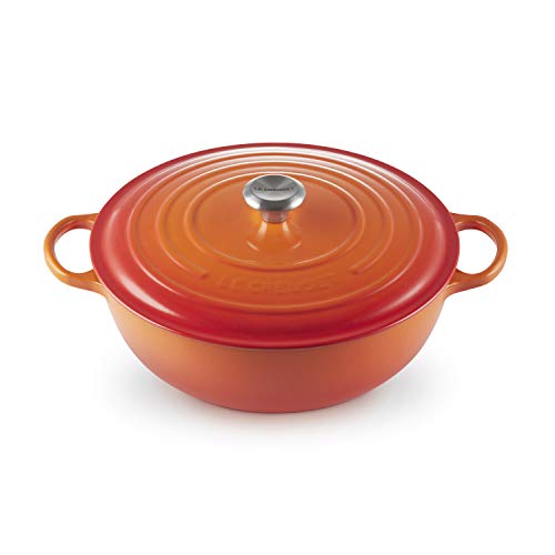 LE CREUSET Evolution La Marmite Cacerola con Tapa, Redonda, Todas Las Fuentes de Calor Incl. inducción, 4,1 l, Hierro Fundido, Naranja(Volcánico), 32 cm
