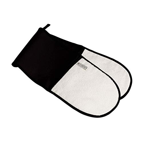 Le Creuset Manopla doble con presilla, Talla única, Negro, Algodón