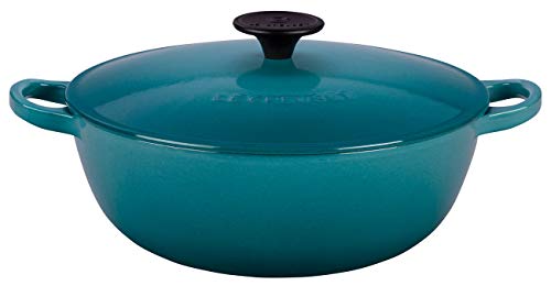 LE CREUSET Marmita con Tapa, Redonda, Apto para Todas Las Fuentes de Calor, Incl. inducción, Hierro Fundido, Negro, 32 cm