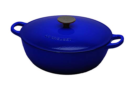 LE CREUSET Marmita con Tapa, Redonda, Apto para Todas Las Fuentes de Calor, Incl. inducción, Hierro Fundido, Negro, 32 cm