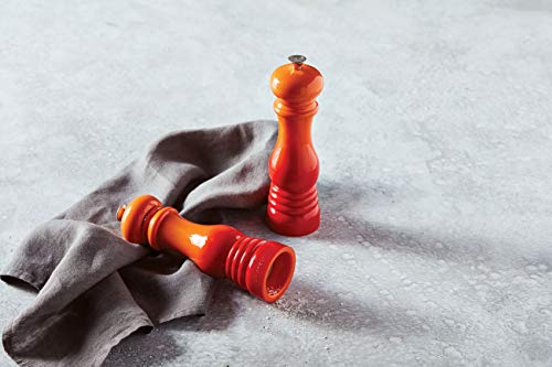 Le Creuset Molinillo de Sal,Plástico ABS, 6.2 x 6.2 x 20.8 cm, Mecanismo de Cerámica, Naranja Volcánico