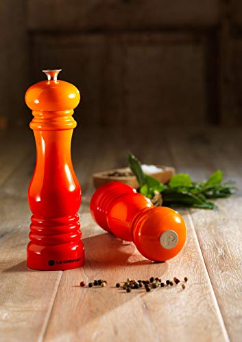 Le Creuset Molinillo de Sal,Plástico ABS, 6.2 x 6.2 x 20.8 cm, Mecanismo de Cerámica, Naranja Volcánico