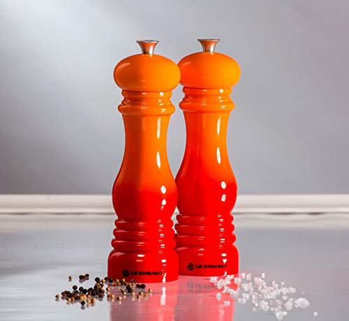 Le Creuset Molinillo de Sal,Plástico ABS, 6.2 x 6.2 x 20.8 cm, Mecanismo de Cerámica, Naranja Volcánico