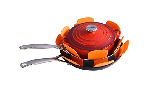 Le Creuset Set de 3 protectores de utensilios, Apto para todo tipo de ollas y sartenes, Naranja Volcánico, 95003440090300