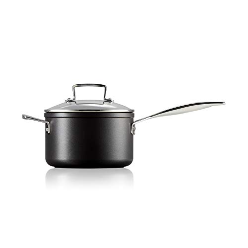 Le Creuset Set de cazos de aluminio antiadherente, 3 piezas, Ø 16, 18 y 20 cm, Libre de PFOA, Para todas las fuentes de calor, incluso la inducción, Antracita/Plateado