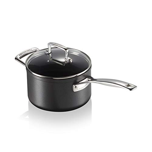 Le Creuset Set de cazos de aluminio antiadherente, 3 piezas, Ø 16, 18 y 20 cm, Libre de PFOA, Para todas las fuentes de calor, incluso la inducción, Antracita/Plateado