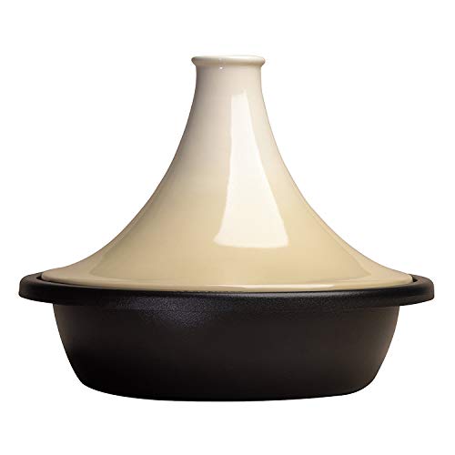 LE CREUSET Tajine de Hierro Fundido, Redondo, Apto para Todas Las Fuentes de Calor, Incl. inducción y Horno, Beige Cream, 31 cm