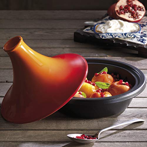 Le Creuset Tajine de hierro fundido, Redondo, diametro 27 cm, Apto para todas las fuentes de calor, incluso inducción y horno, Volcánico