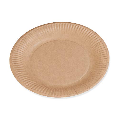 Le Nappage - Platos grandes de cartón Kraft - Platos desechables biodegradables - Certificado FSC® - Set de 50 Platos de cartón Kraft de 23 cm de diámetro