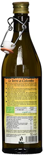 Le Terre di Colombo – Aceite de oliva virgen extra ecológico 100 % italiano, botella con estrías y tapón mecánico, 750 ml