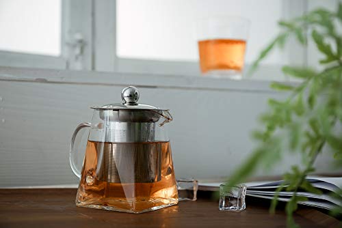 Leaf House Tetera Cristal | Tetera Cristal para Fuego | Tetera Vidrio borosilicato | Tetera Cristal | Tetera para Estufa y Gas | Tetera Cristal con Filtro | Tetera infusiones te (350 ml)