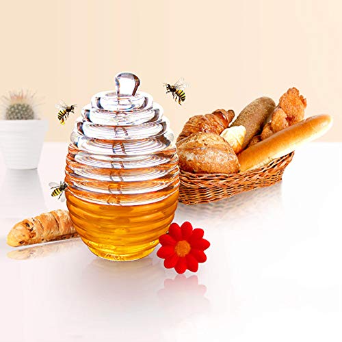 LEAMALLS Dispensador de Miel Almacenaje Botella para Jarabe Salsas Recipiente Botes para Miel Cocina Hornear (265 ml)
