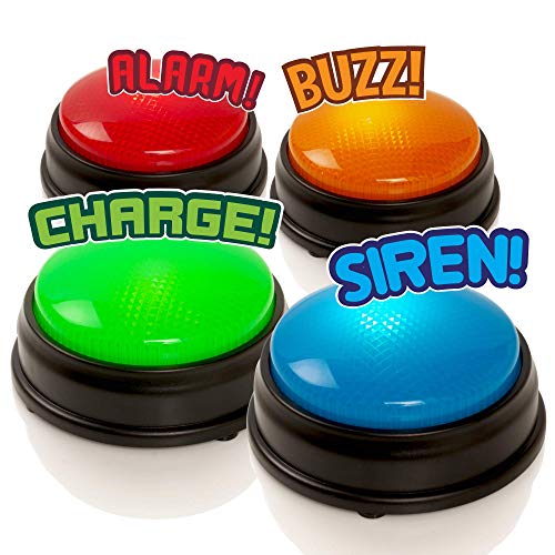 Learning Minds Lights & Sounds Answer Buzzers - Paquete de 4 - para Juegos de Preguntas