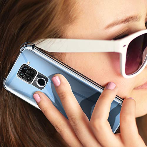 Leathlux Funda Xiaomi Redmi Note 9 + [2 Pack] Cristal Templado Protector de Pantalla, Ultra Fina Silicona Transparente TPU Funda y Protector Airbag Anti-arañazos Carcasa Xiaomi Redmi Note 9 6.53"