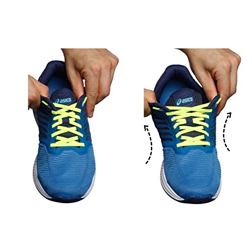 Leazy Flat, Cordones Elásticos Planos Unisex, Amarillo Neón, Talla L(Hasta 6 Ojales Por Lado)