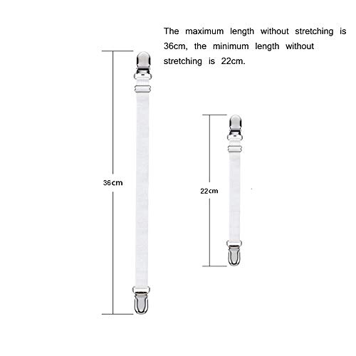 Leben Sábana Bajera Ajustable con Clips de Metal, 12 Unidades, elástica para sábana Bajera, colchón, Tabla de Planchar y sofá Blanco 12 Pcs-Weiß
