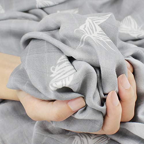 Lebze Muselina Manta Bebé, Diente de Plumas Bambú Algodón Bebé Chica o Baby Boy Mantas 120x120 cm Swaddle