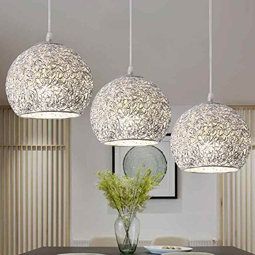 Led Iluminación Colgante para Isla de Cocina Lámpara de Techo Redonda Bola de Aluminio Lámpara Moderna Globo Oficina de Plata Droplight (No Incluída Bombilla)