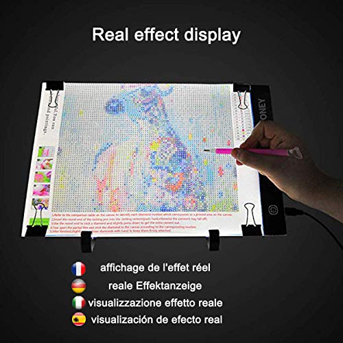 LED Pad para pintura diamante, Jusoney A4 LED Caja de luz de bordado imitación USB LED trazado para artistas Dibujo Sketching Animación Diseño