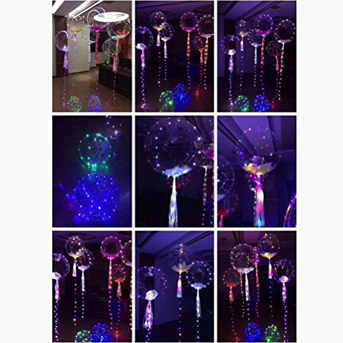 LEDMOMO Globos LED de fiesta ligera, globos de luz de 18 pulgadas Rellenar con helio para flotar durante el cumpleaños Boda de Navidad Decoración de fiesta de Halloween (colorida)