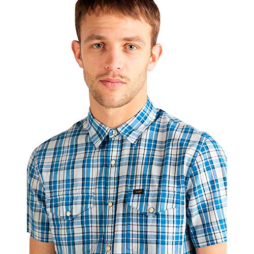 Lee Western SS Shirt Camisa Casual, Azul (Dipped Blue LA), XX-Large para Hombre