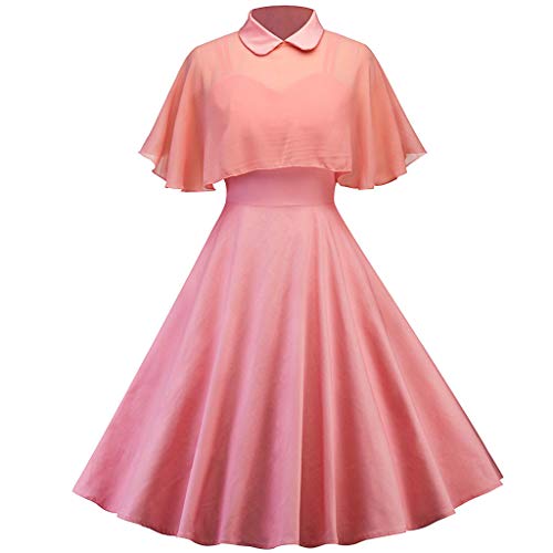 LEEDY Mujeres Retro Color Sling Perspectiva Capa Formal CóCtel Vestido Largo