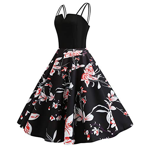 LEEDY Mujeres Verano Cuello En V Sling Bohemio con Cordones Estampado Floral Beach Party Club Prom Vestido De CóCtel