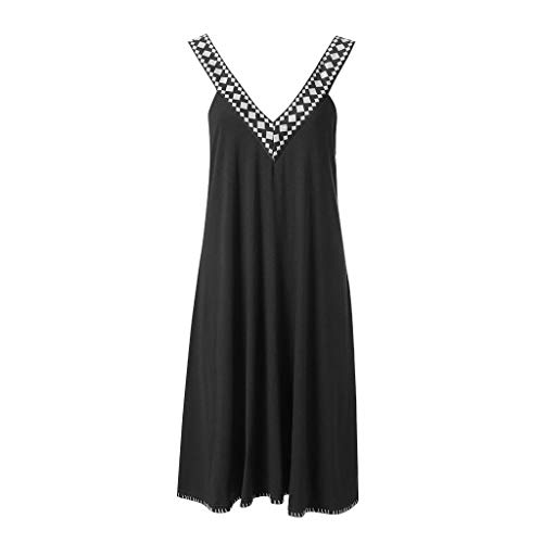 LEEDY_Vestido Vestido De La Correa del Cuello En V De Las Mujeres del Verano Fiesta Bohemio De La Playa De La Camisola