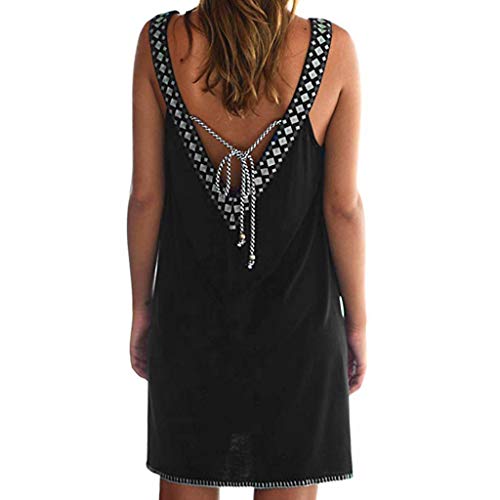 LEEDY_Vestido Vestido De La Correa del Cuello En V De Las Mujeres del Verano Fiesta Bohemio De La Playa De La Camisola