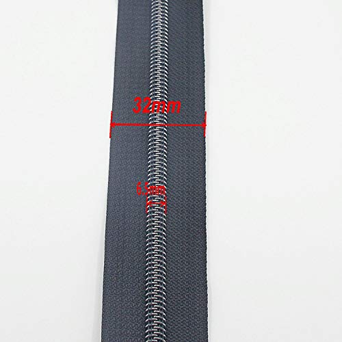 Leekayer #5 Gunmetal - Rollo de 9,1 m de cremallera metálica negra con dientes en color latón y 25 deslizadores dorados, para trabajos de costura, artesanía, bolsos
