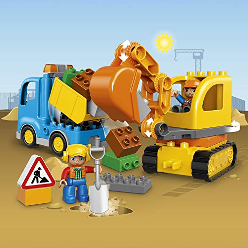 LEGO DUPLO Town - Camión y Excavadora con Orugas, manualidades niños y niñas de 2 a 5 años, incluye muñeco y grúa de juguete (10812)