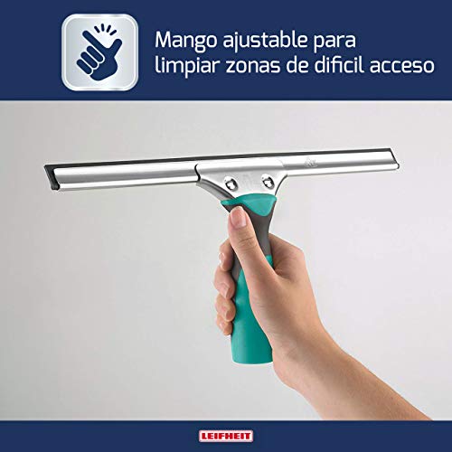 Leifheit Limpiacristales Professional, limpiaventanas con regleta de goma para una limpieza sin huellas, rasqueta limpiacristales con mango de goma
