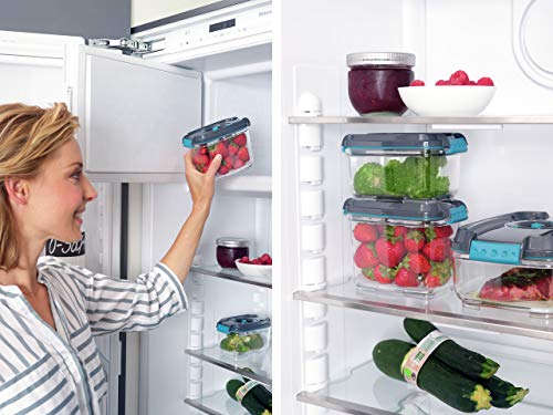 Leifheit Set de 3 recipientes para alimentos al vacío, fiambrera hermética e impermeable sin BPA, tápers para microondas, congelador y lavavajillas