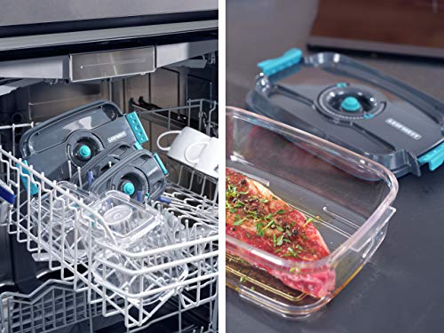 Leifheit Set de 3 recipientes para alimentos al vacío, fiambrera hermética e impermeable sin BPA, tápers para microondas, congelador y lavavajillas