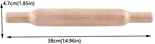 Leilims Hogar de Madera Maciza-con Escala-Bicarbonato de Palo de amasar-Adecuado for la Piel Bola de Masa hervida, Pizza, Pastelería, Repostería 14.96In