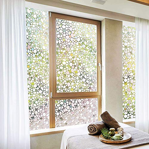 LEMON CLOUD 3D No Adhesivo Ventana Película Estática - Ventana se Aferran Pebble Patrón para Oficina Hogar Decoración y Privacidad Protección 45cmx200cm