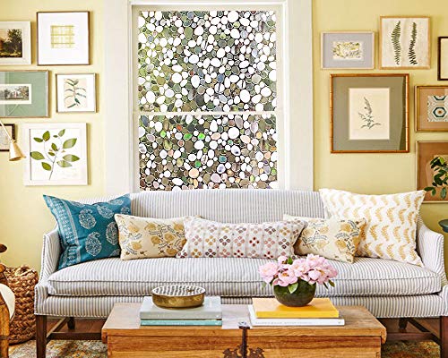 LEMON CLOUD 3D No Adhesivo Ventana Película Estática - Ventana se Aferran Pebble Patrón para Oficina Hogar Decoración y Privacidad Protección 45cmx200cm