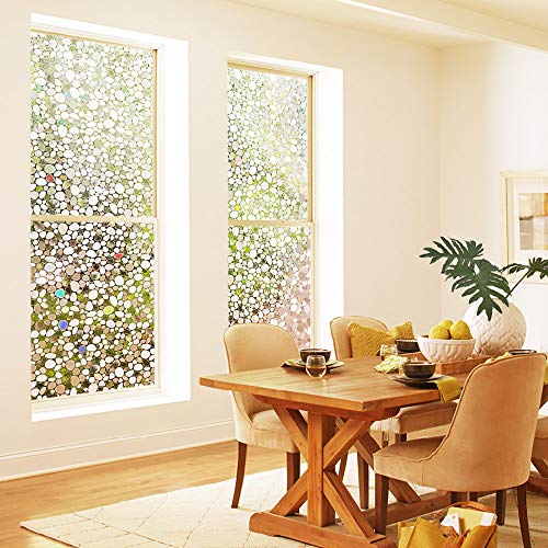 LEMON CLOUD 3D No Adhesivo Ventana Película Estática - Ventana se Aferran Pebble Patrón para Oficina Hogar Decoración y Privacidad Protección 45cmx200cm