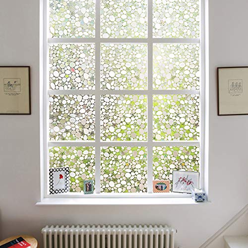 LEMON CLOUD 3D No Adhesivo Ventana Película Estática - Ventana se Aferran Pebble Patrón para Oficina Hogar Decoración y Privacidad Protección 45cmx200cm