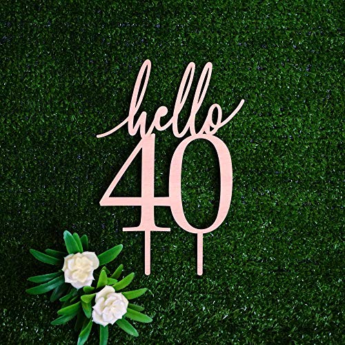 LEOANDMENA Adorno Tarta cumpleaños Numero 40, Cake Topper 40 Years, Hello 40 Birthday, Topper para Pastel 40 años, Cuarenta, 40 Years Cake Topper, Decoración Tarta cumpleaños Numero 40