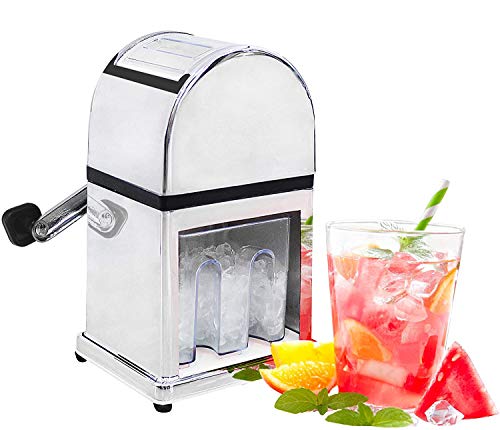 Leogreen - Picadora de Hielo Manual Trituradora de Hielo para Granisado Cóctel, Acero Inoxidable Cuchillas, 27 x 16 x 13 cm
