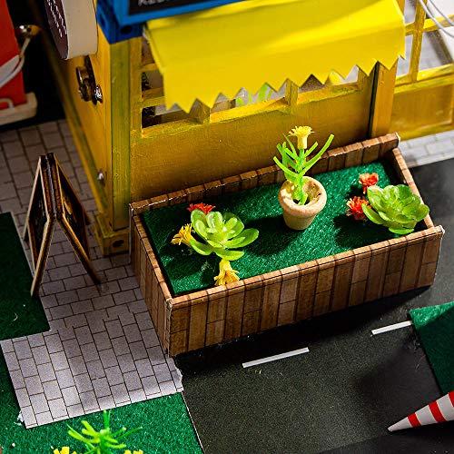 Lepeuxi Casa de muñecas en Miniatura de Bricolaje con Muebles y Luces LED Diseño de Contenedor con camión de Catering Casa de Madera en 3D Cumpleaños creativos Festivales niños