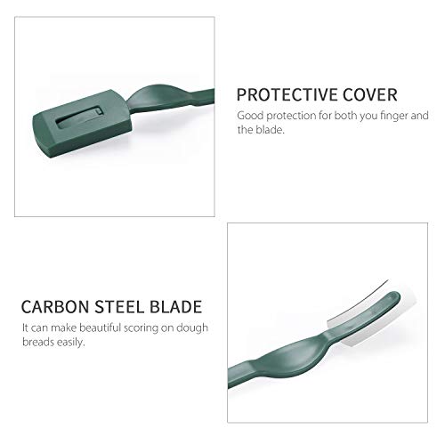 Lepeuxi Cuchillas Cortador de Pan con Cubierta Protectora Cuchillo para marcar Pan Cuchillo cojo para Pan Cortador de Masa Herramienta para marcar Herramientas para Hornear para Cortar Marcar Masa