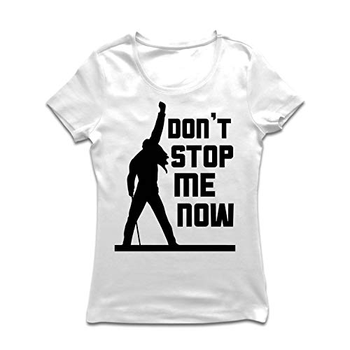 lepni.me Camiseta Mujer Don't Stop me Now! Camisas de Abanico, Regalos de músicos, Ropa de Rock (X-Large Blanco Multicolor)