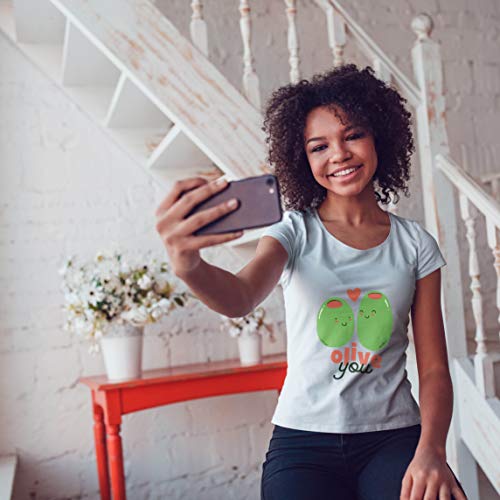 lepni.me Camiseta Mujer Olive You I Te Quiero Lindo Regalo romántico para Parejas (Medium Azul Multicolor)